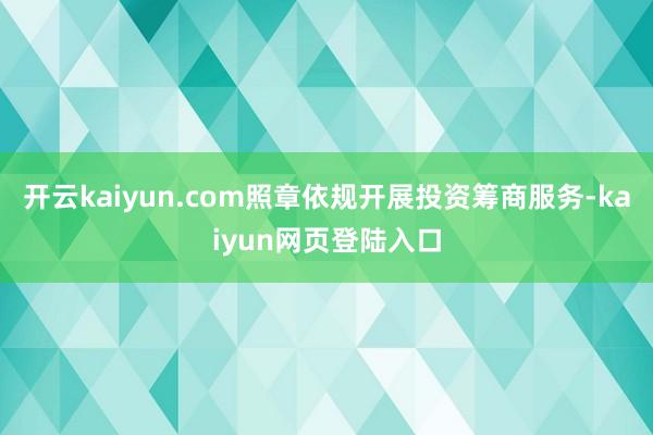 开云kaiyun.com照章依规开展投资筹商服务-kaiyun网页登陆入口