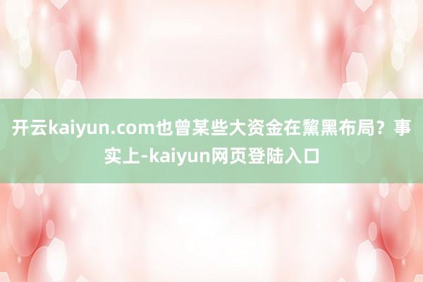 开云kaiyun.com也曾某些大资金在黧黑布局？事实上-kaiyun网页登陆入口