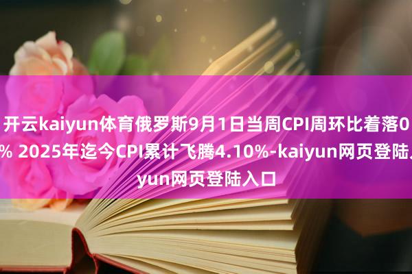 开云kaiyun体育俄罗斯9月1日当周CPI周环比着落0.08% 2025年迄今CPI累计飞腾4.10%-kaiyun网页登陆入口